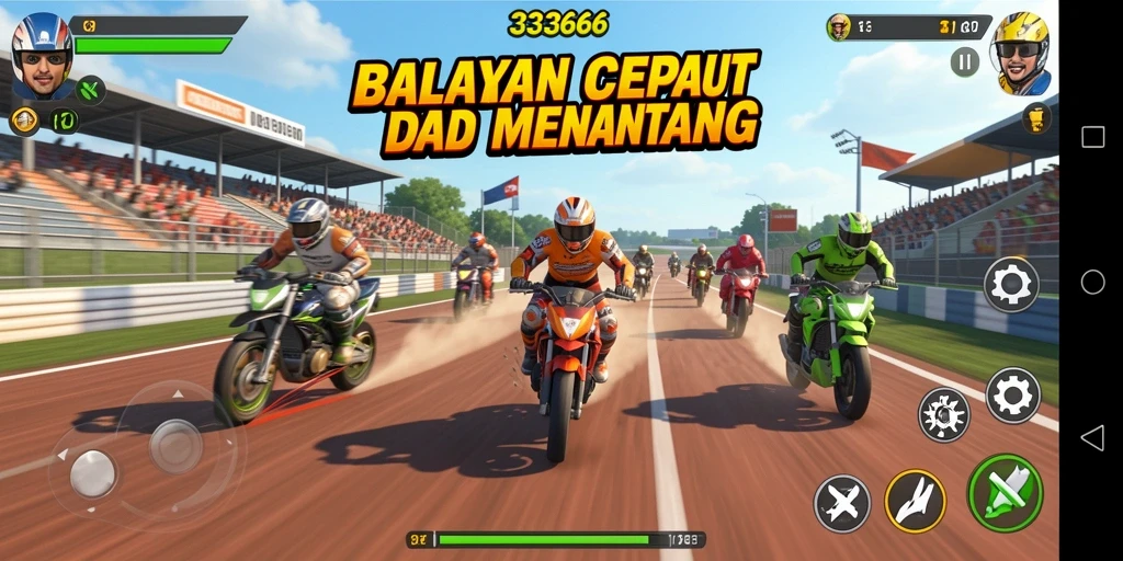 Gameplay menegangkan dari balapan cepat di 333666.