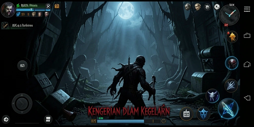 Screenshot utama 8ZK menampilkan karakter dalam suasana mencekam.