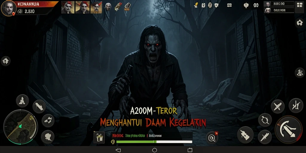 Gameplay A200M menampilkan suasana mencekam dan monster menyeramkan.