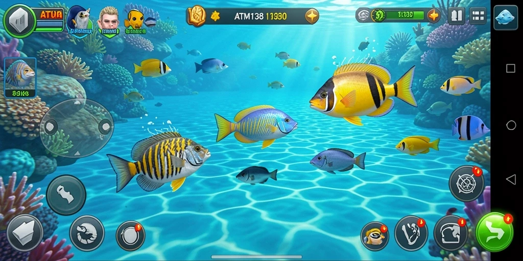 Tampilan gameplay menarik di ATM138 dengan aksi menembak ikan.