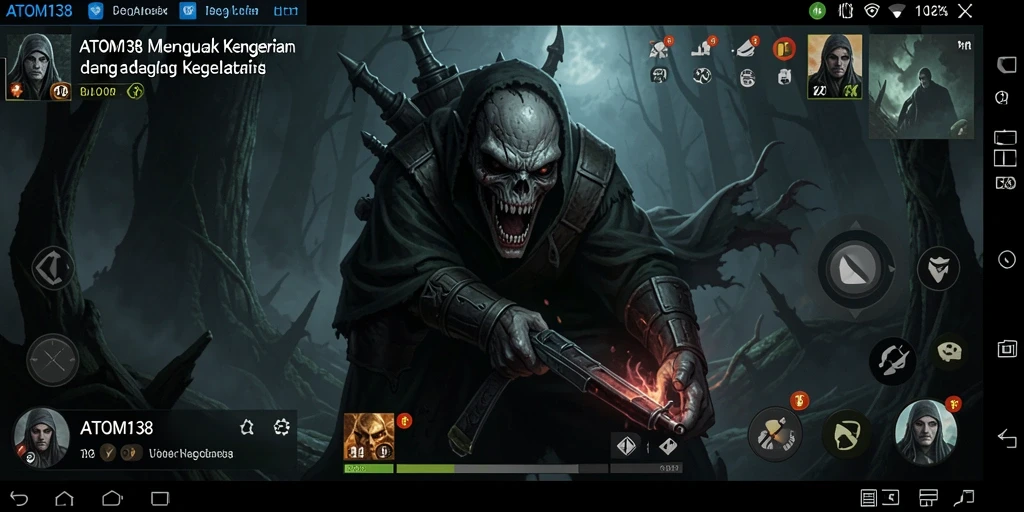 Tangkapan layar menyeramkan dari gameplay ATOM138 dengan suasana mencekam.