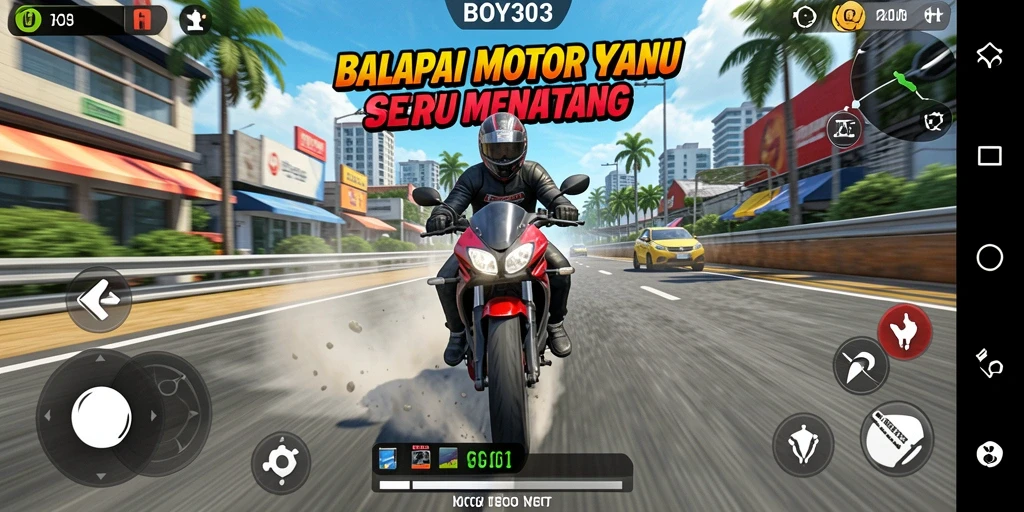 Screenshot utama BOY303 menampilkan balapan motor yang mendebarkan.