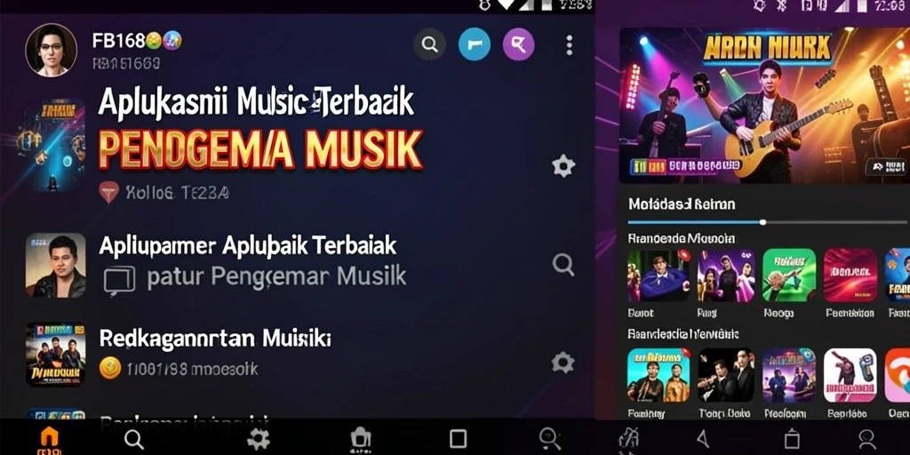 Tampilan FB168 dengan fitur interaktif musik dan karaoke yang menarik.