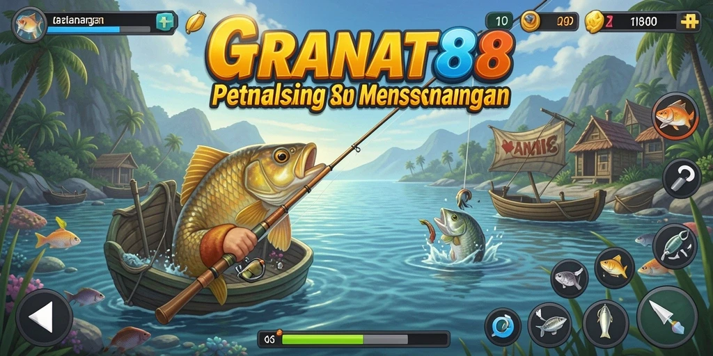 Tampilan gameplay GRANAT88 yang menampilkan aksi memancing yang seru.