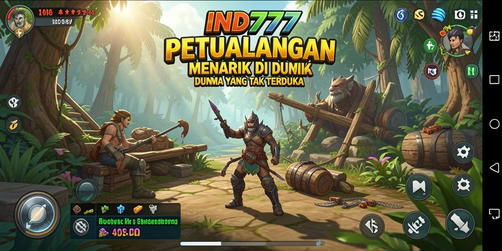 Menampilkan aksi seru dalam gameplay petualangan IND777.