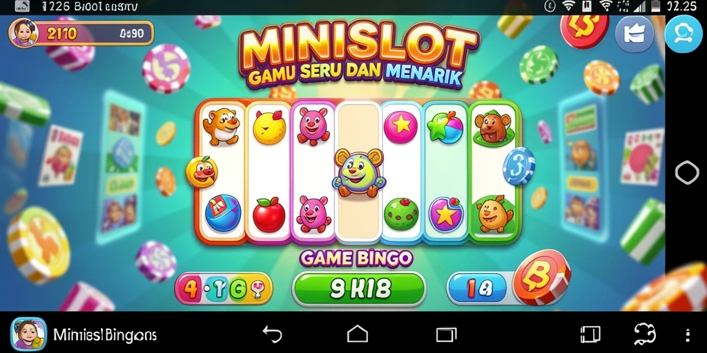 Screenshot MINISLOT menampilkan keseruan bermain Bingo dengan antarmuka yang mencolok.