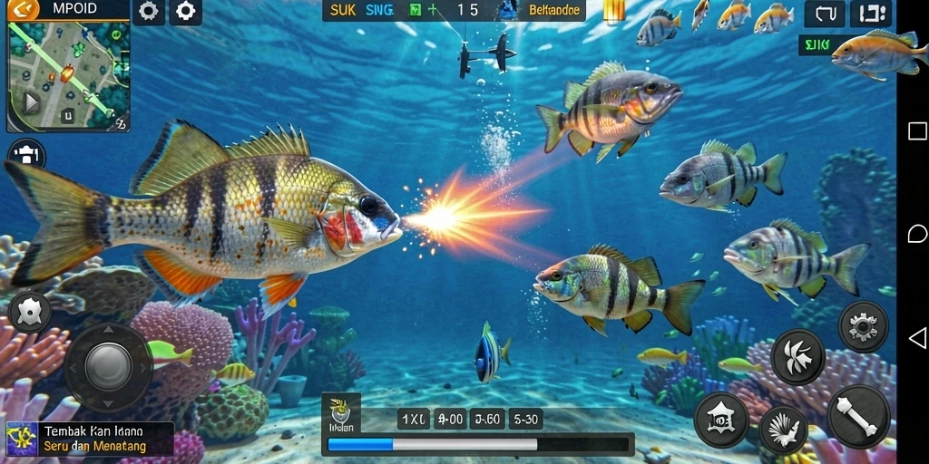 Tampilan gameplay MPOID dengan aksi Tembak Ikan yang mengasyikkan.