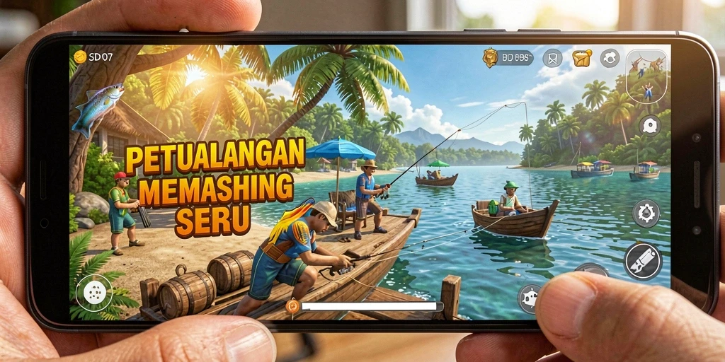 Gameplay SD107 yang mengasyikkan saat memancing ikan.