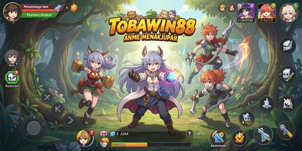 Tampilan gameplay TOBAWIN88 dengan karakter anime yang beraksi.